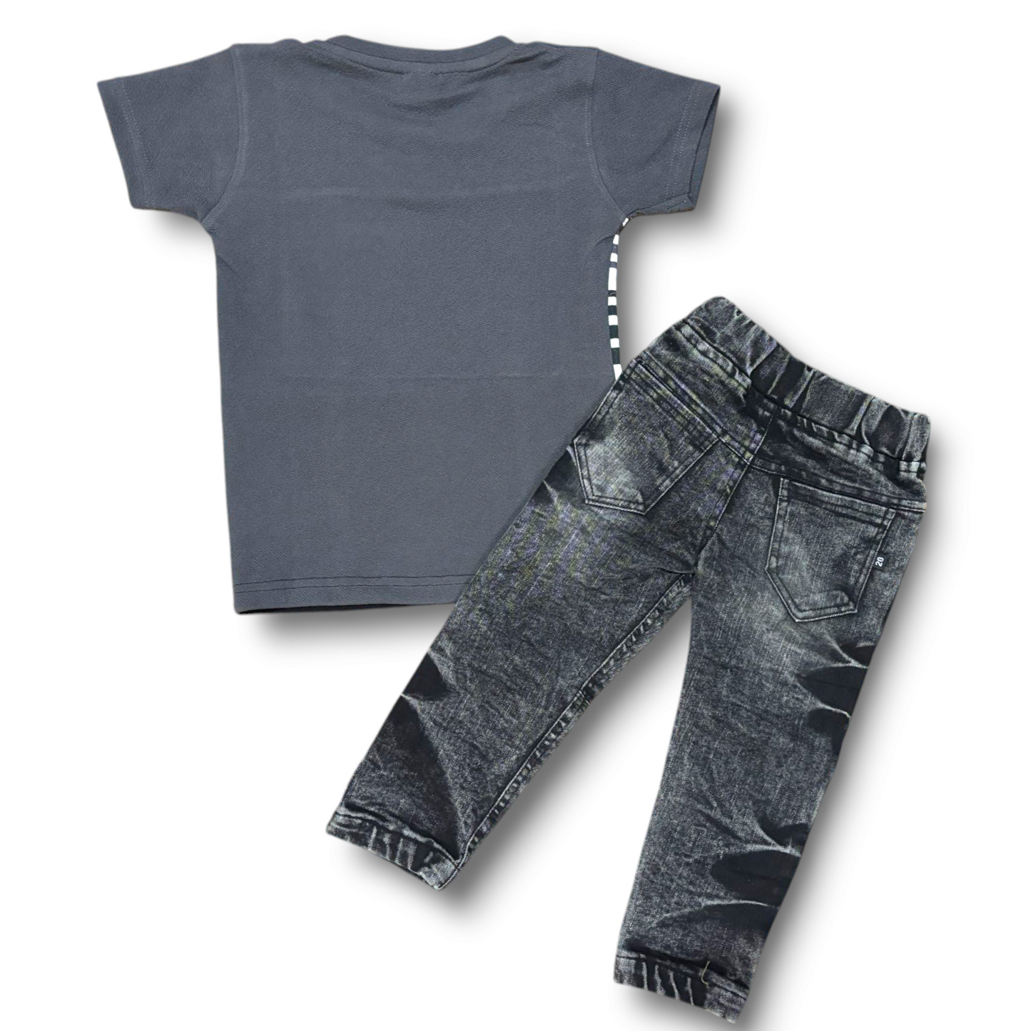 Boys' Dark Grey T-Shirt & Jeans Set β Stylish & Comfortable Jungle X