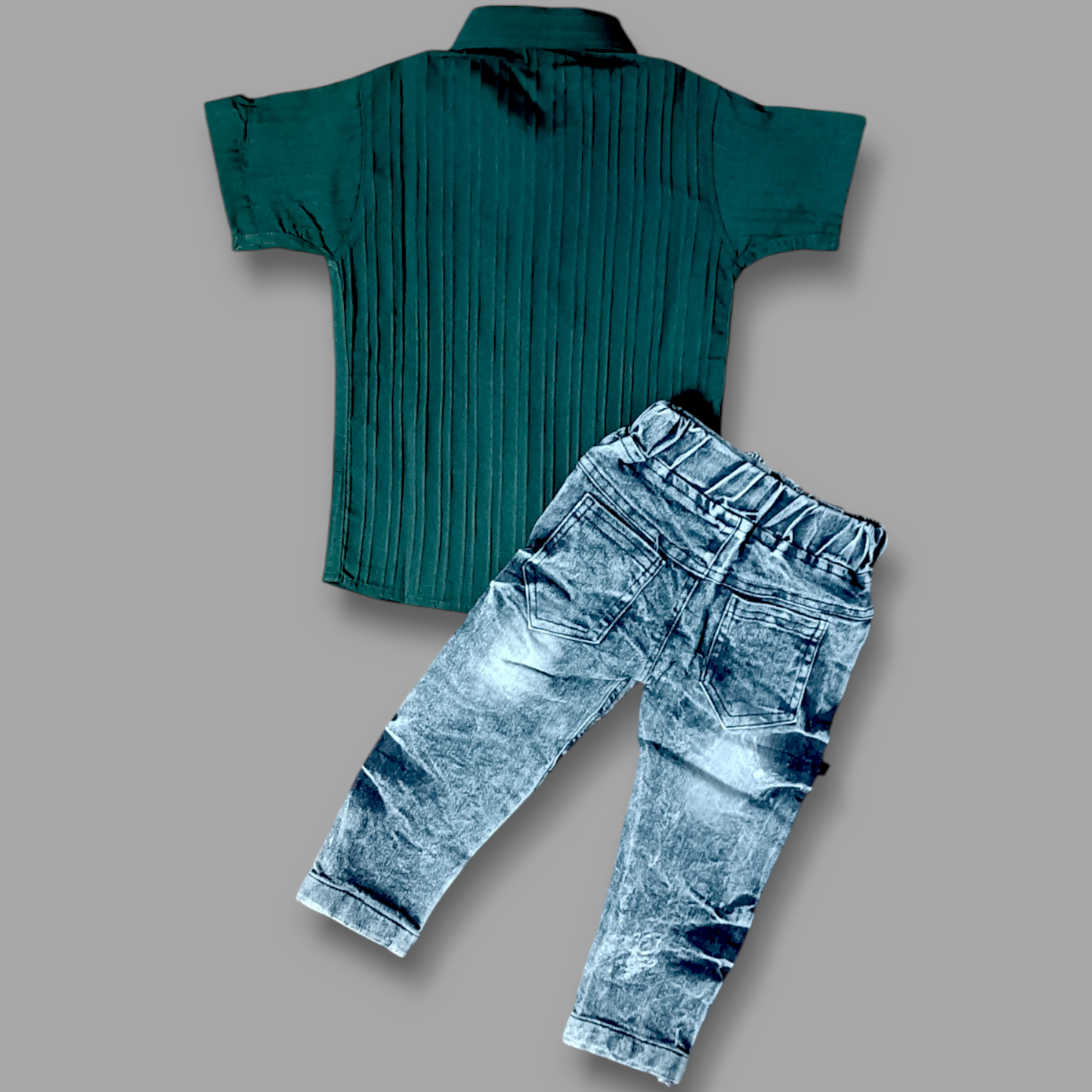 "Stylish Cotton Shirt & Denim Jeans Set for Boys"