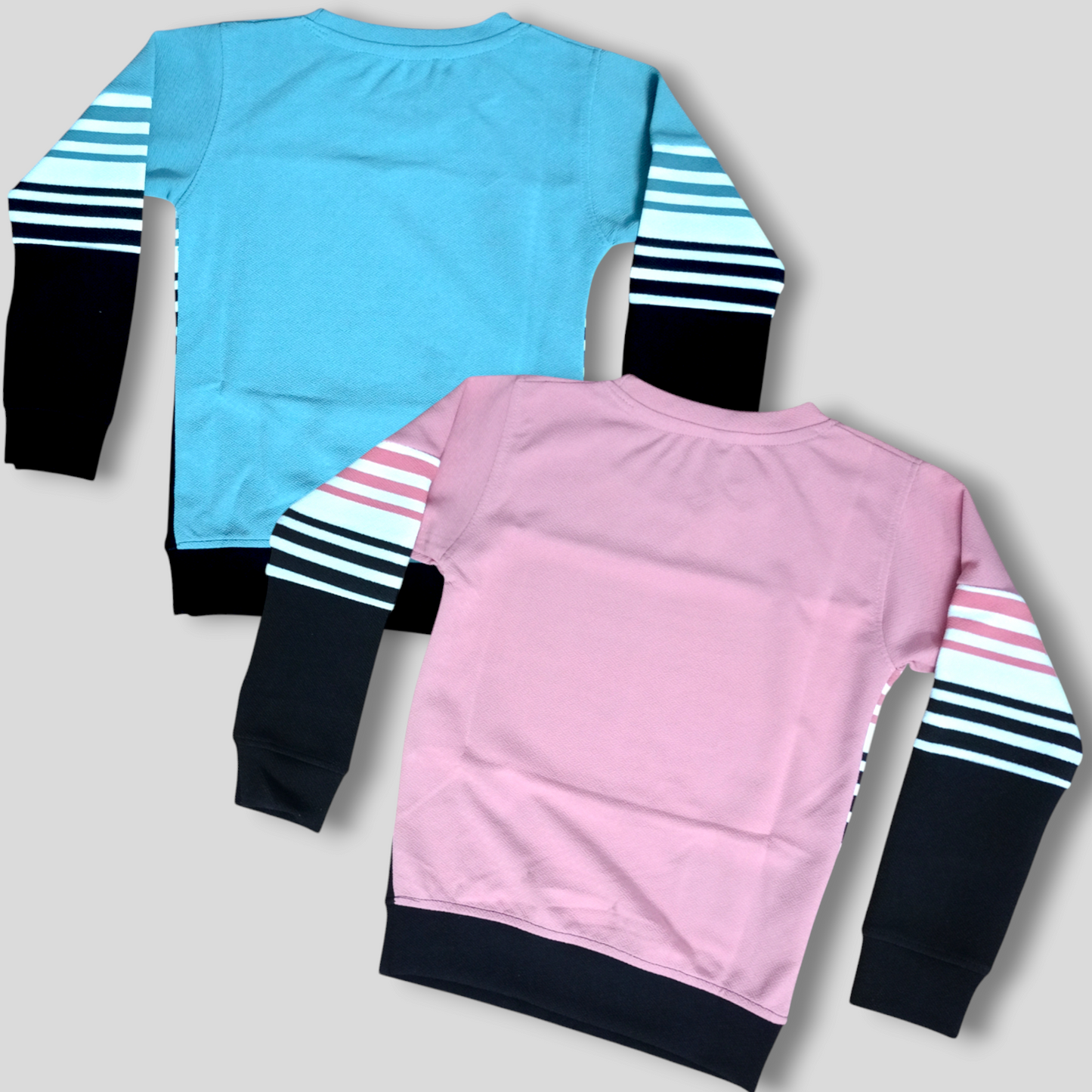 "Pack of 2 Kids Full Sleeve T-Shirts – Sky & Light Pink"