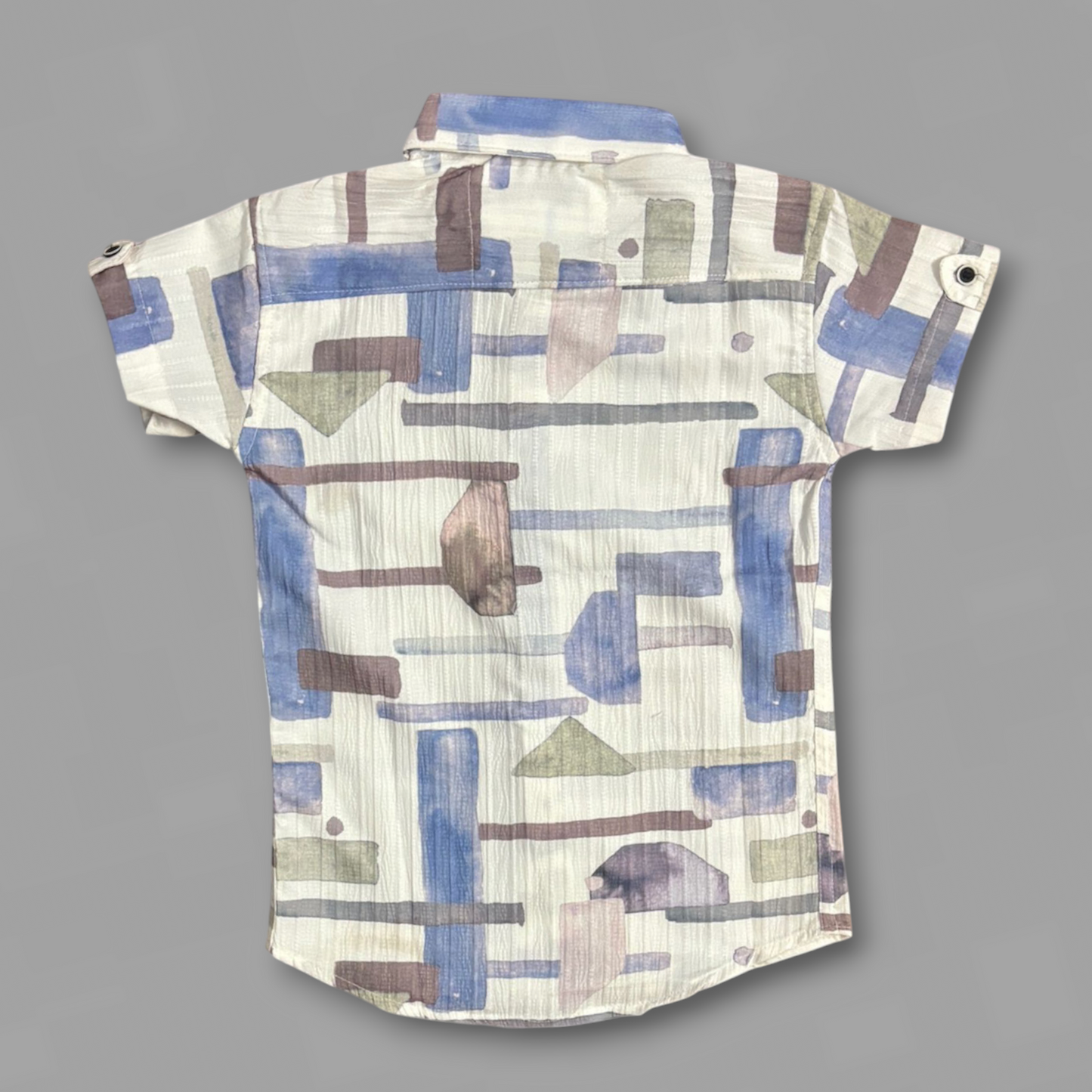 Kids Cream Geomatric Printed Shirt