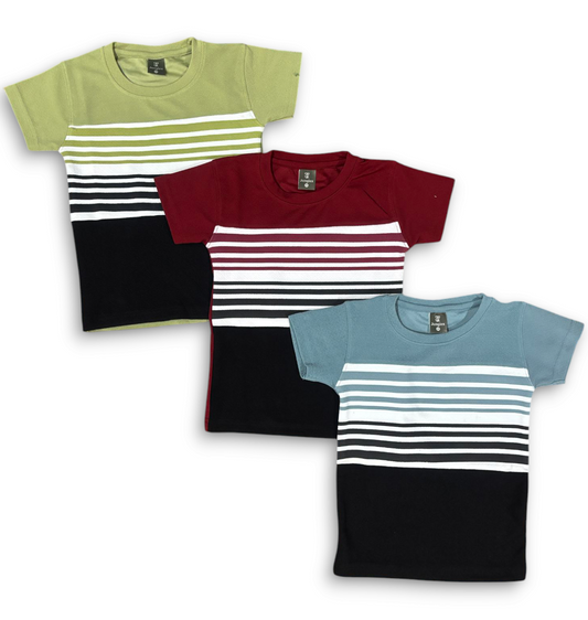 Pack of 3 Boys' Striped T-Shirts – Soft Cotton &amp; Trendy Design