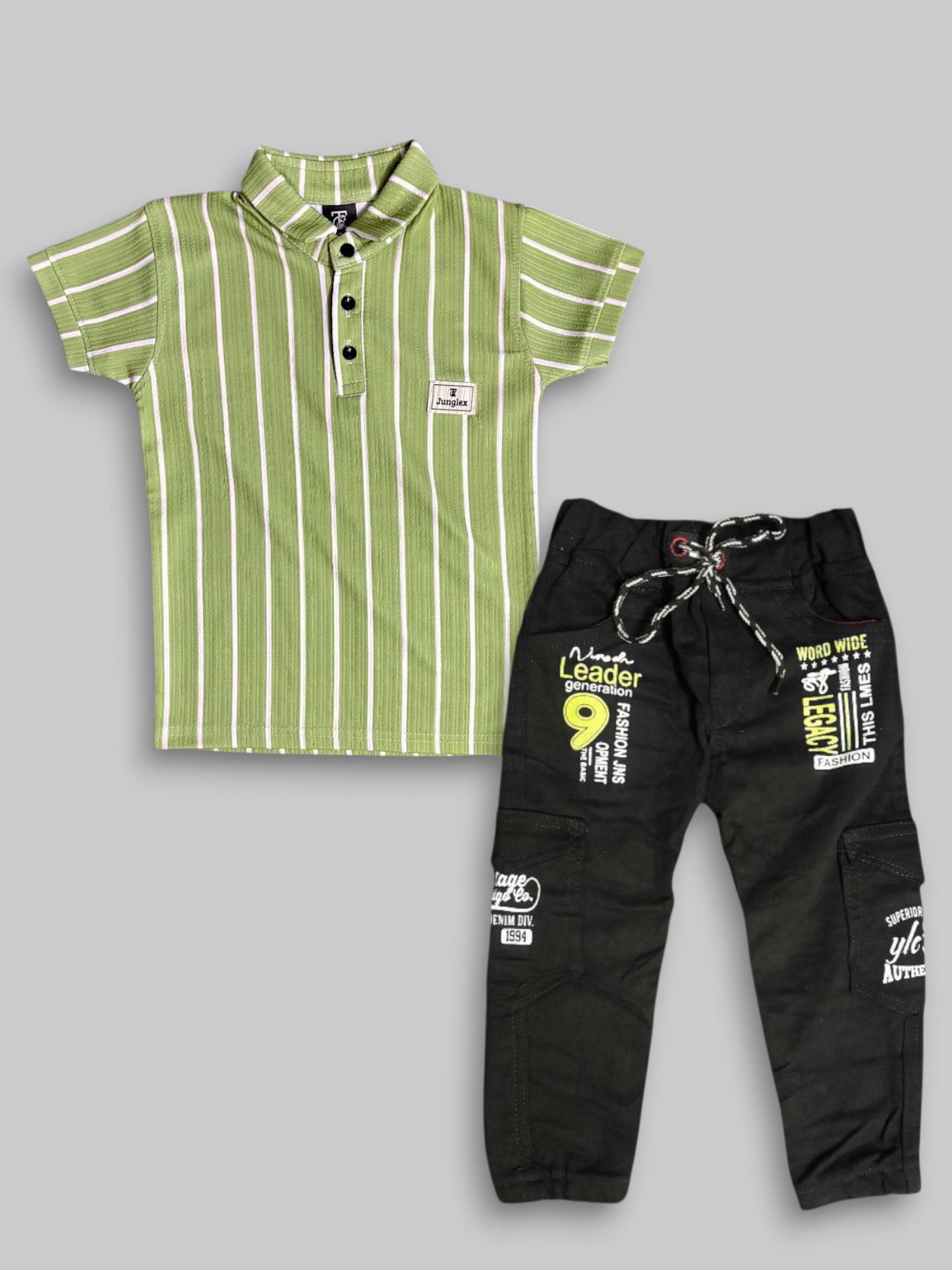 Kids Boys “Sunbeam Wave” T-Shirt with Black Denim Jeans Set