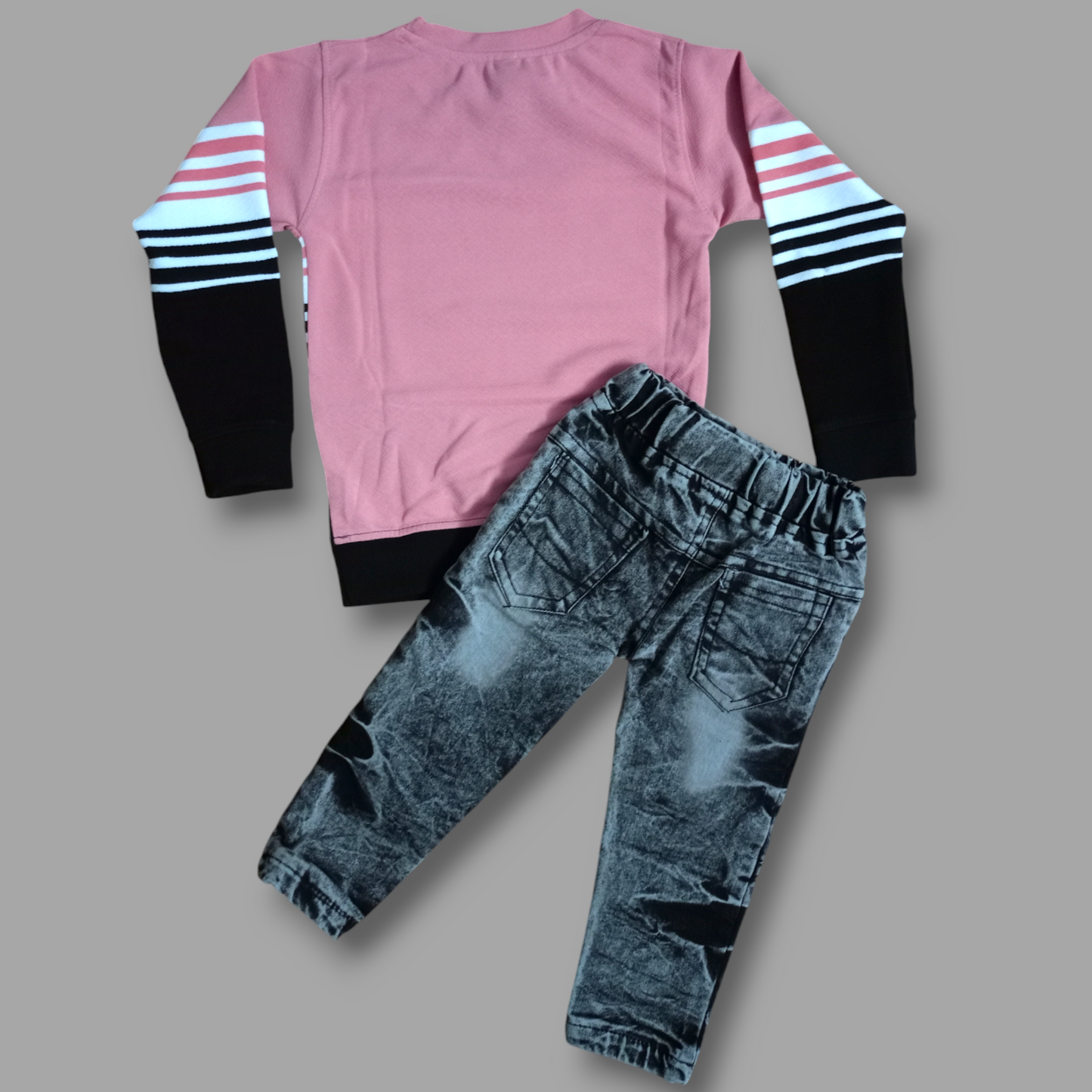 "Stylish Boys' Sky Full-Sleeve Tee & Denim Jeans Set"