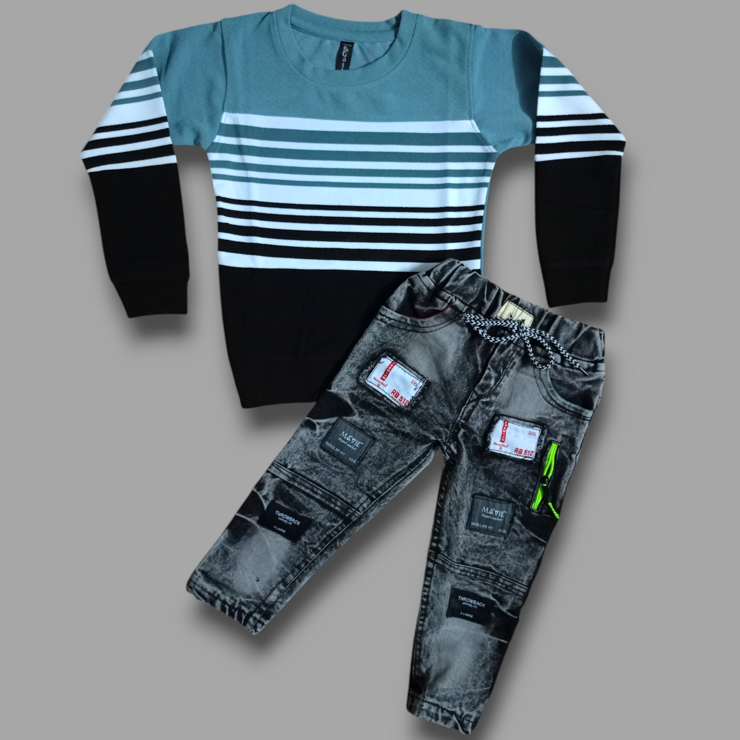 Boys' Full-Sleeve T-Shirt & Denim Combo