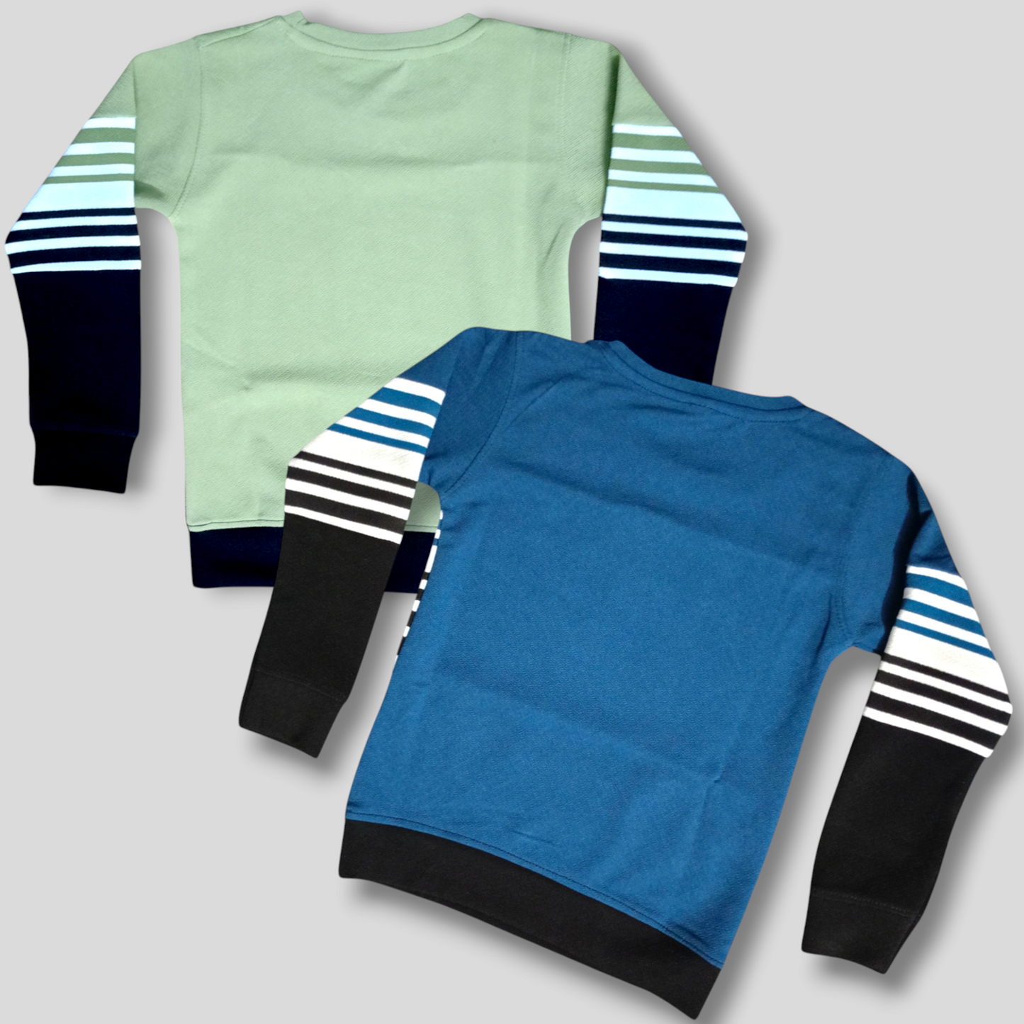 "Kids Full Sleeve T-Shirt Pack of 2 - Green & Blue"