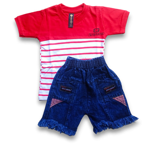 Red Striped T-shirt & Shorts