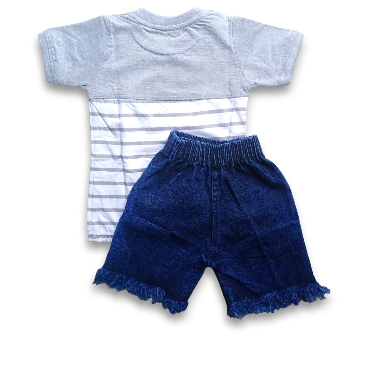 Greyish Striped T-shirt & Shorts
