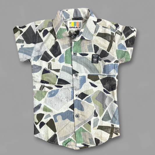 Kids Pastel Geomatric Printed Shirt