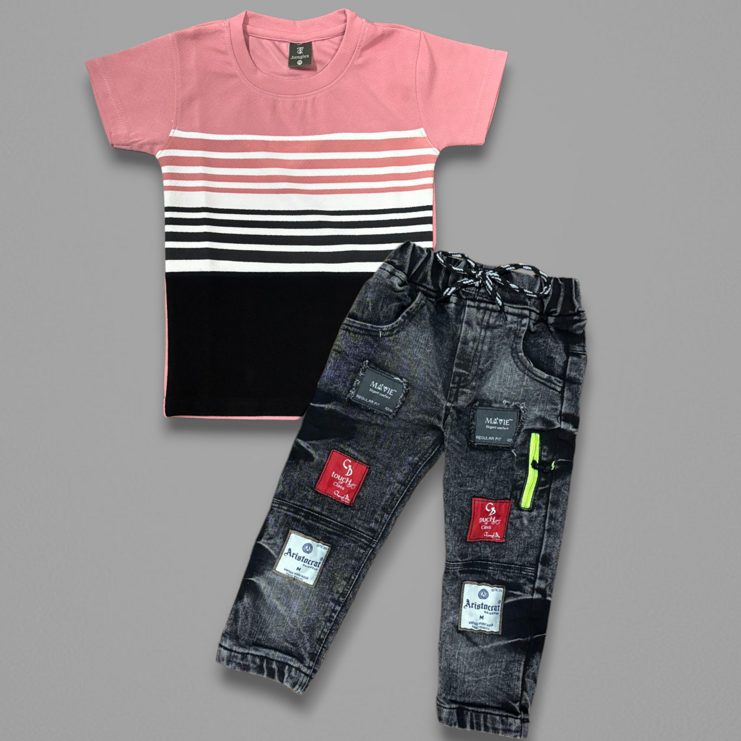 Jungle X Outfit Pink T-shirt & Jeans Set