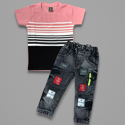 Jungle X Outfit Pink T-shirt & Jeans Set
