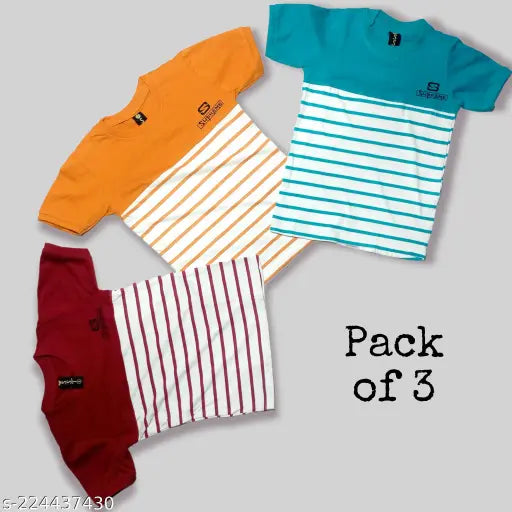 striped Design Pack Of 3 T-shirt